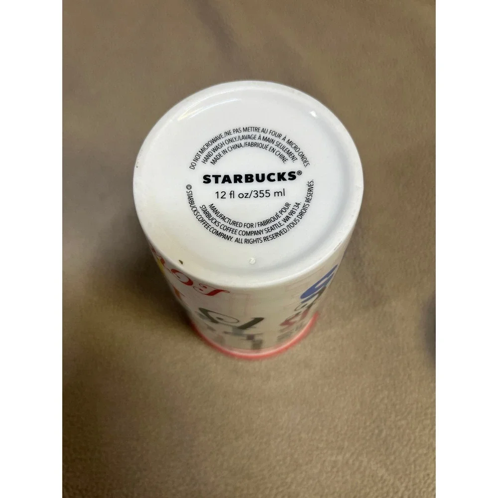 Starbucks Love Is Love Pride‎ Ceramic Travel Tumbler Mug 12oz Red Rim 2018